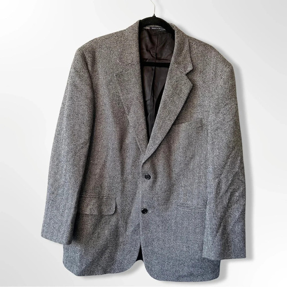 Land’s End Pure  Wool Herringbone Tweed Blazer - Picture 1 of 16